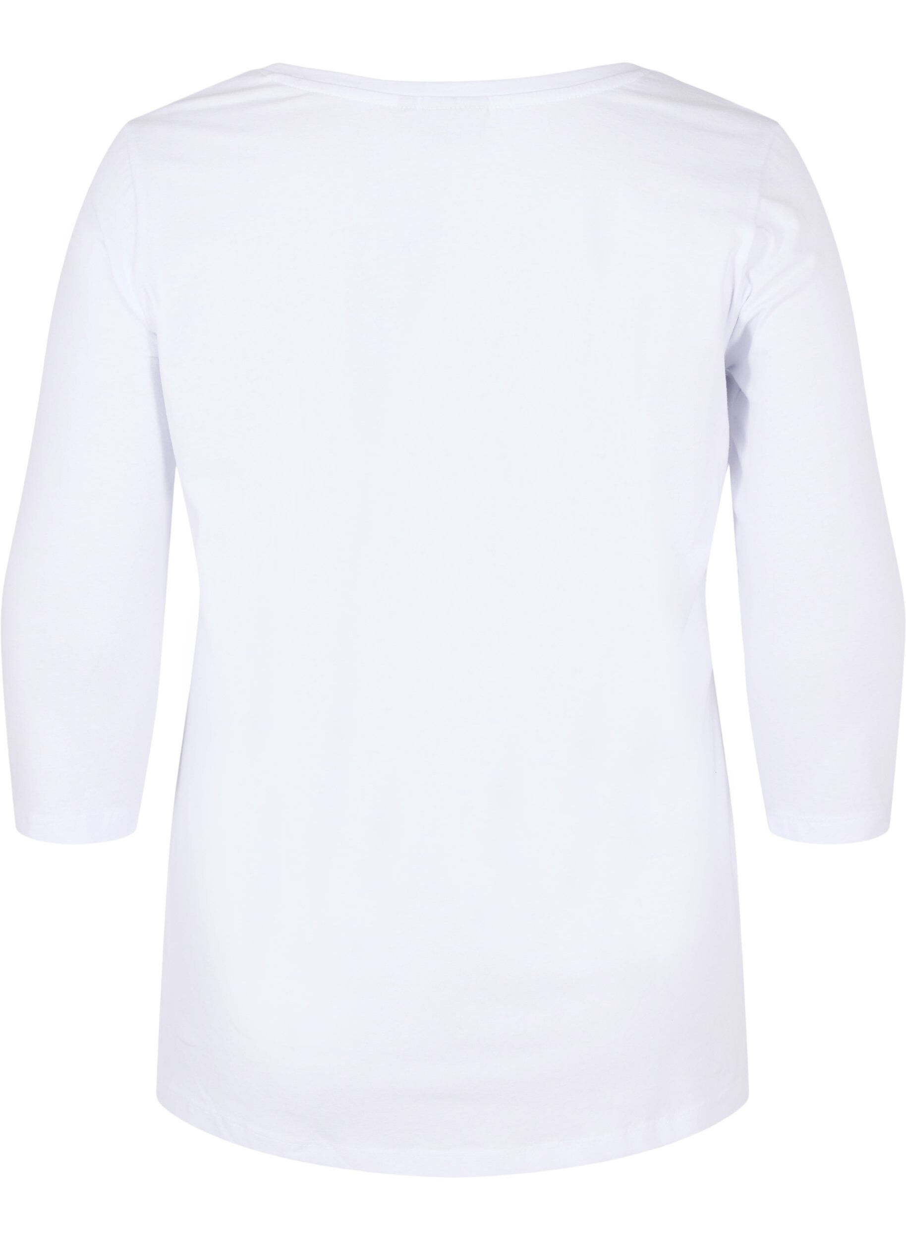 Zizzi Basic T-Shirt mit 3/4-&Auml;rmeln, Bright White, Packshot image number 1