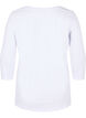 Basic T-Shirt mit 3/4-Ärmeln, Bright White, Packshot image number 1