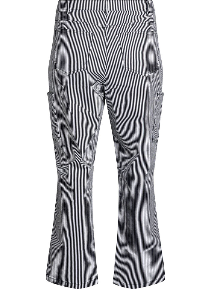 Hoch taillierte Cargojeans mit Streifenmuster, Schwarz, Packshot image number 1