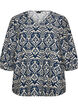 Gemusterte Bluse aus Viskose mit 3/4-&Auml;rmeln, Blau, Packshot image number 0