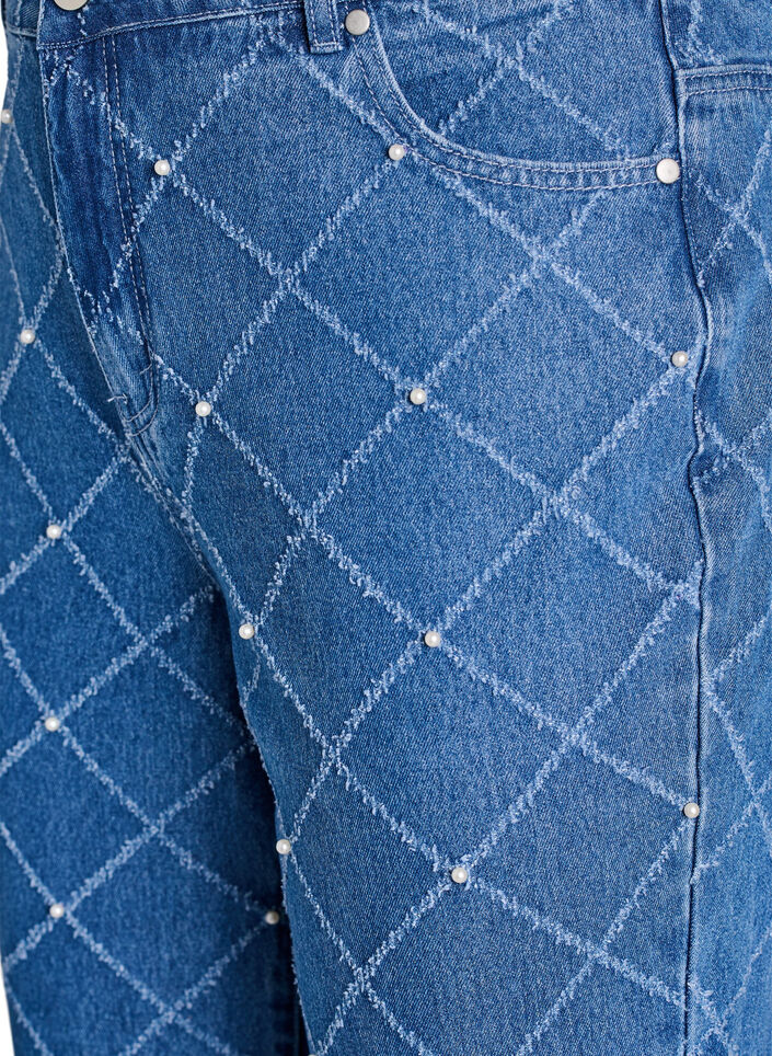 Kiana Jeans mit hoher Taille und abgenutzter Optik, Blau, Packshot image number 2