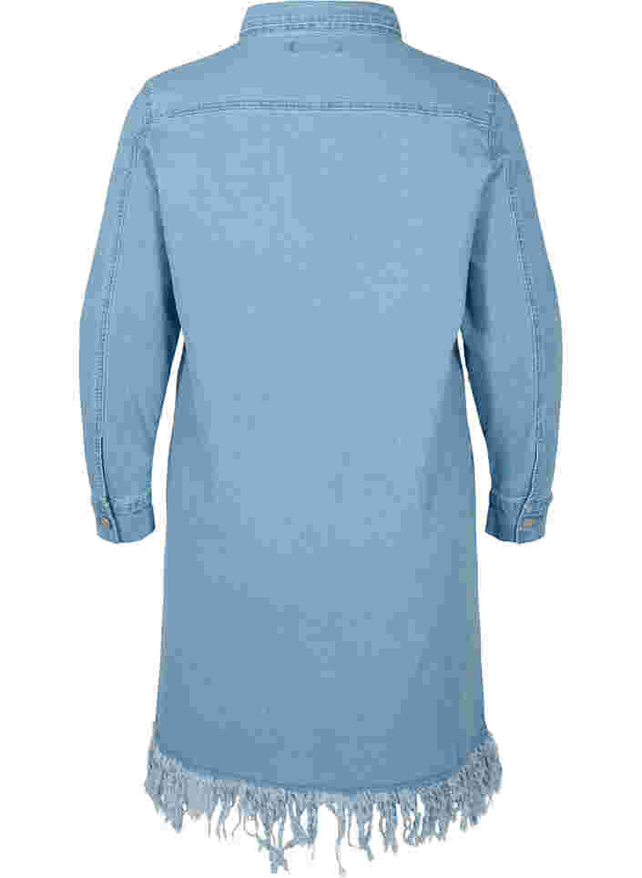 Denim-Kleid mit Fransen und Knopfverschluss, Light blue denim, Packshot image number 1