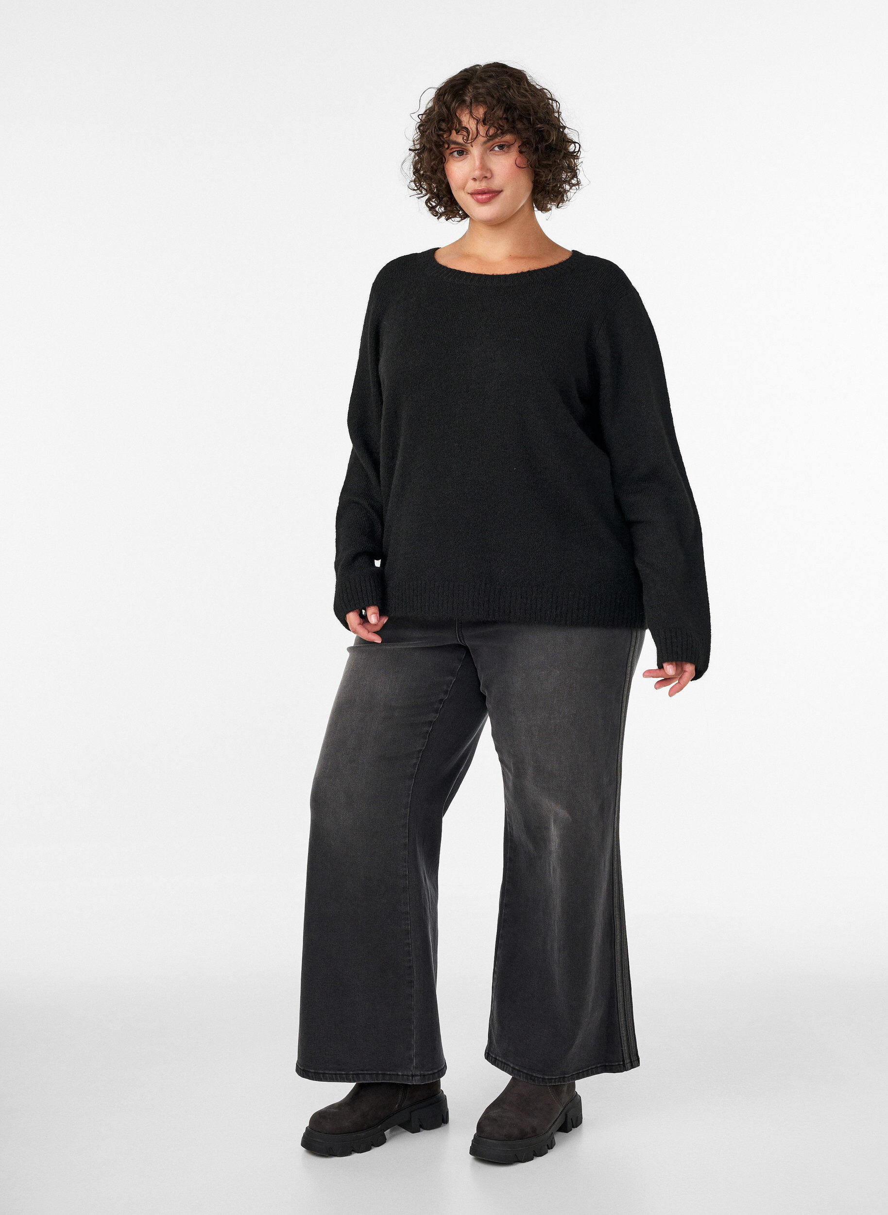 ZizziJeans in weiter Passform mit vertikalen Denimdetails, Grau, Model image number 0