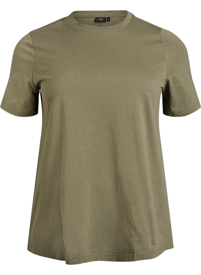 Basic T-Shirt aus Baumwolle mit Rundhalsausschnitt, Gr&uuml;n, Packshot image number 0