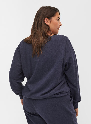 Meliertes Sweatshirt aus Baumwollmischung, Night Sky Mel, Model image number 1