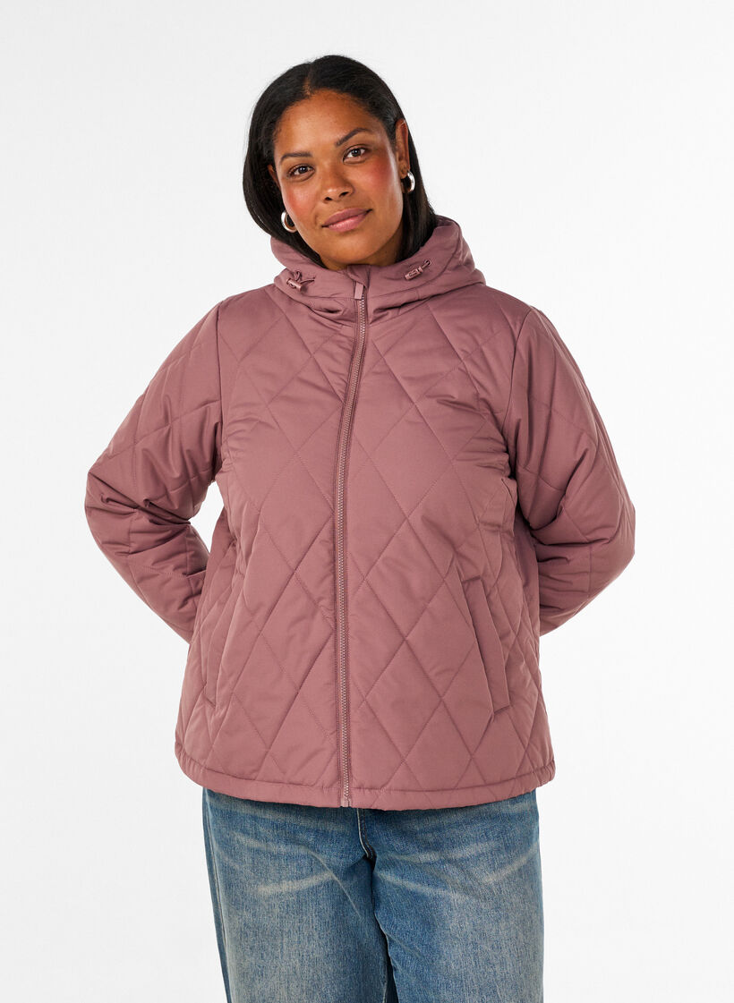 Leicht wattierte Jacke mit Rautensteppung, Rot, Model image number 0