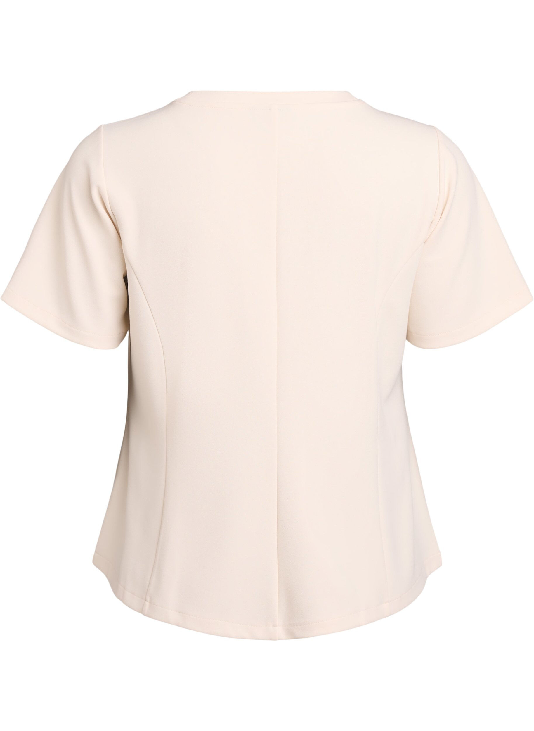 Zizzi Kurz&auml;rmelige Bluse mit formgebenden Abn&auml;hern, Beige, Packshot image number 1