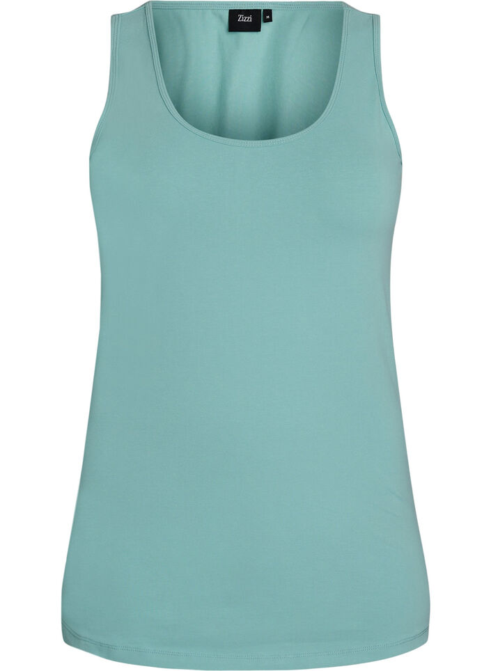 Einfarbiges Basic Top aus Baumwolle, Gr&uuml;n, Packshot image number 0