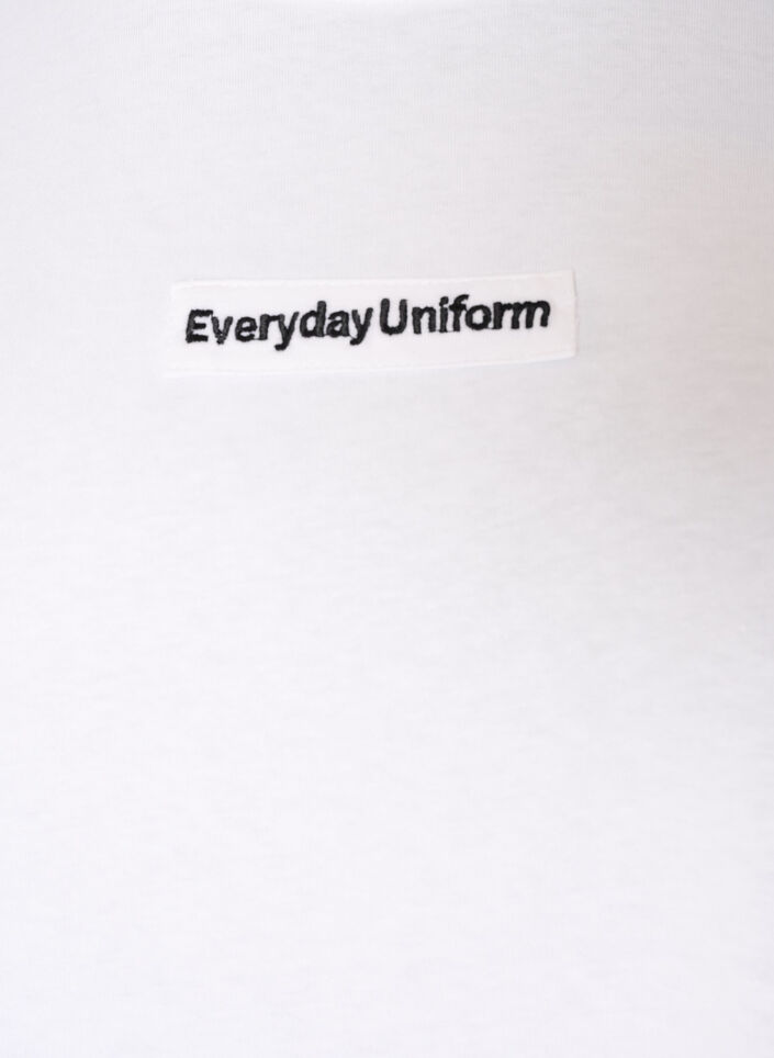 T-Shirt aus Baumwolle mit Text-Badge, Wei&szlig;, Packshot image number 2