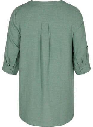 Hemdbluse mit V-Ausschnitt und Taschen, Balsam Green, Packshot image number 1