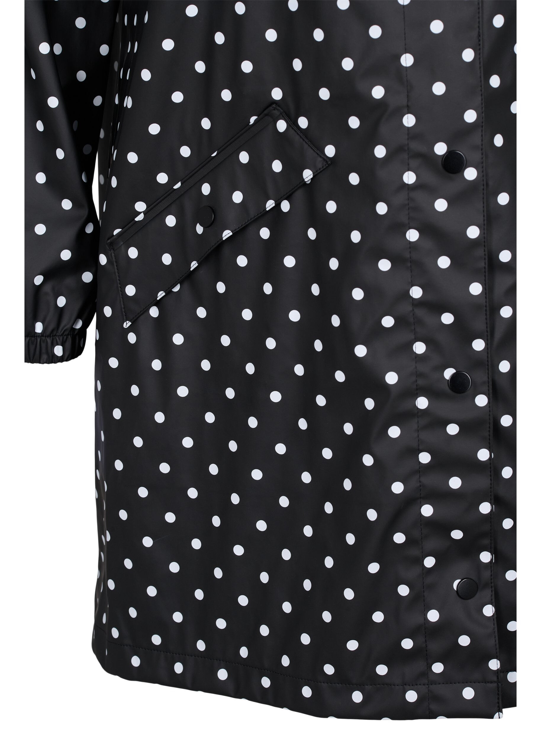 Zizzi Regenjacke mit Punktmuster und Kapuze, Black W/White Dot, Packshot image number 3