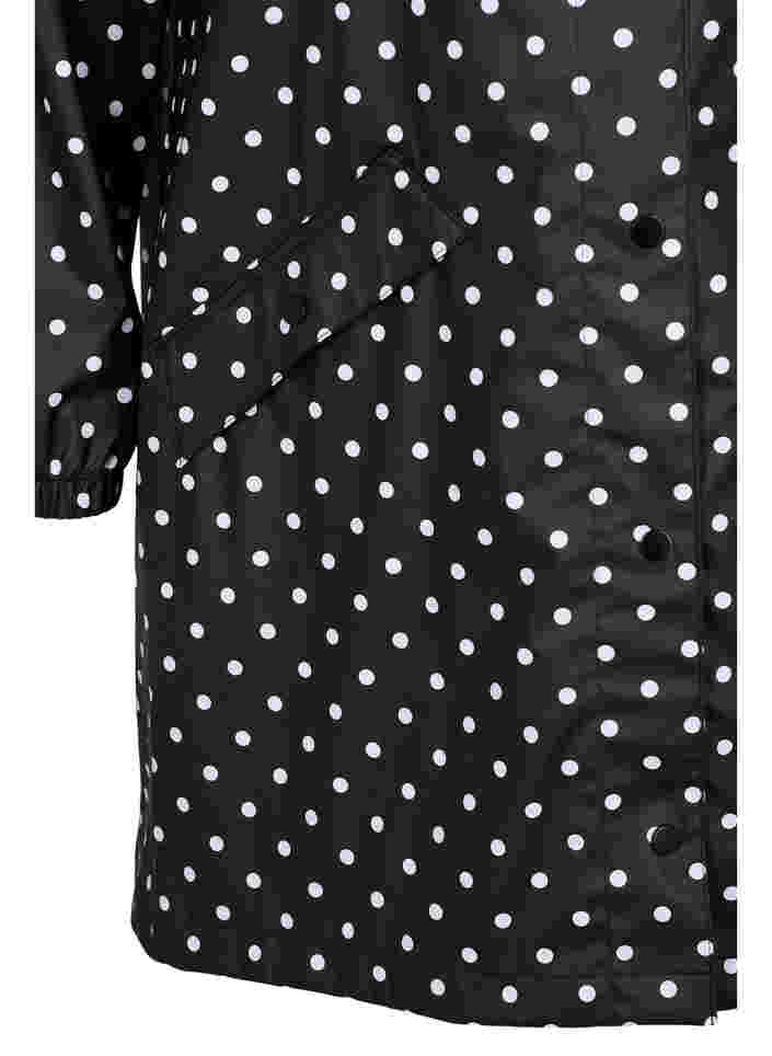 Regenjacke mit Punktmuster und Kapuze, Black W/White Dot, Packshot image number 3