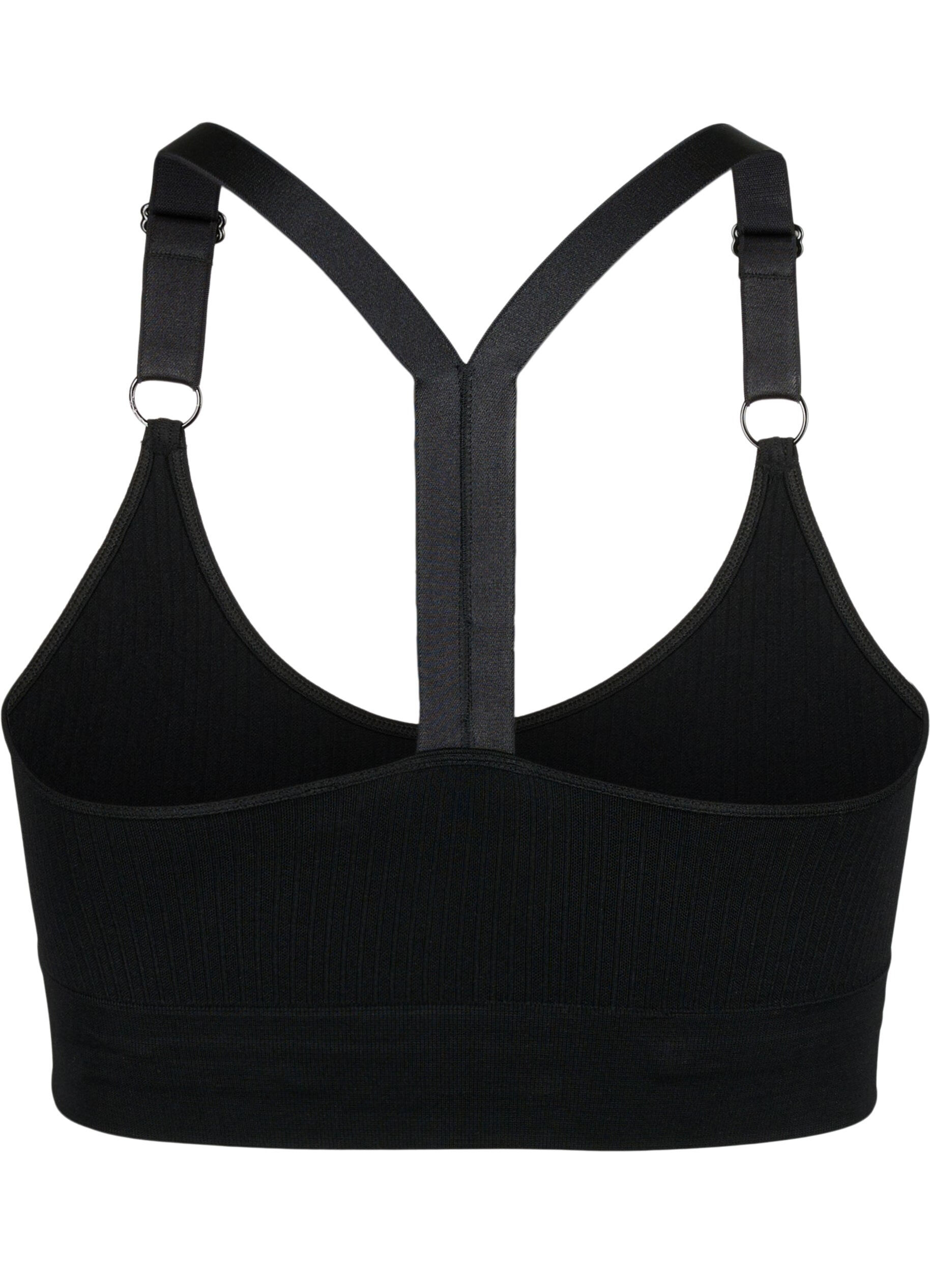 Zizzi Seamless Sport-BH in Ripp-Qualit&auml;t, Black, Packshot image number 1