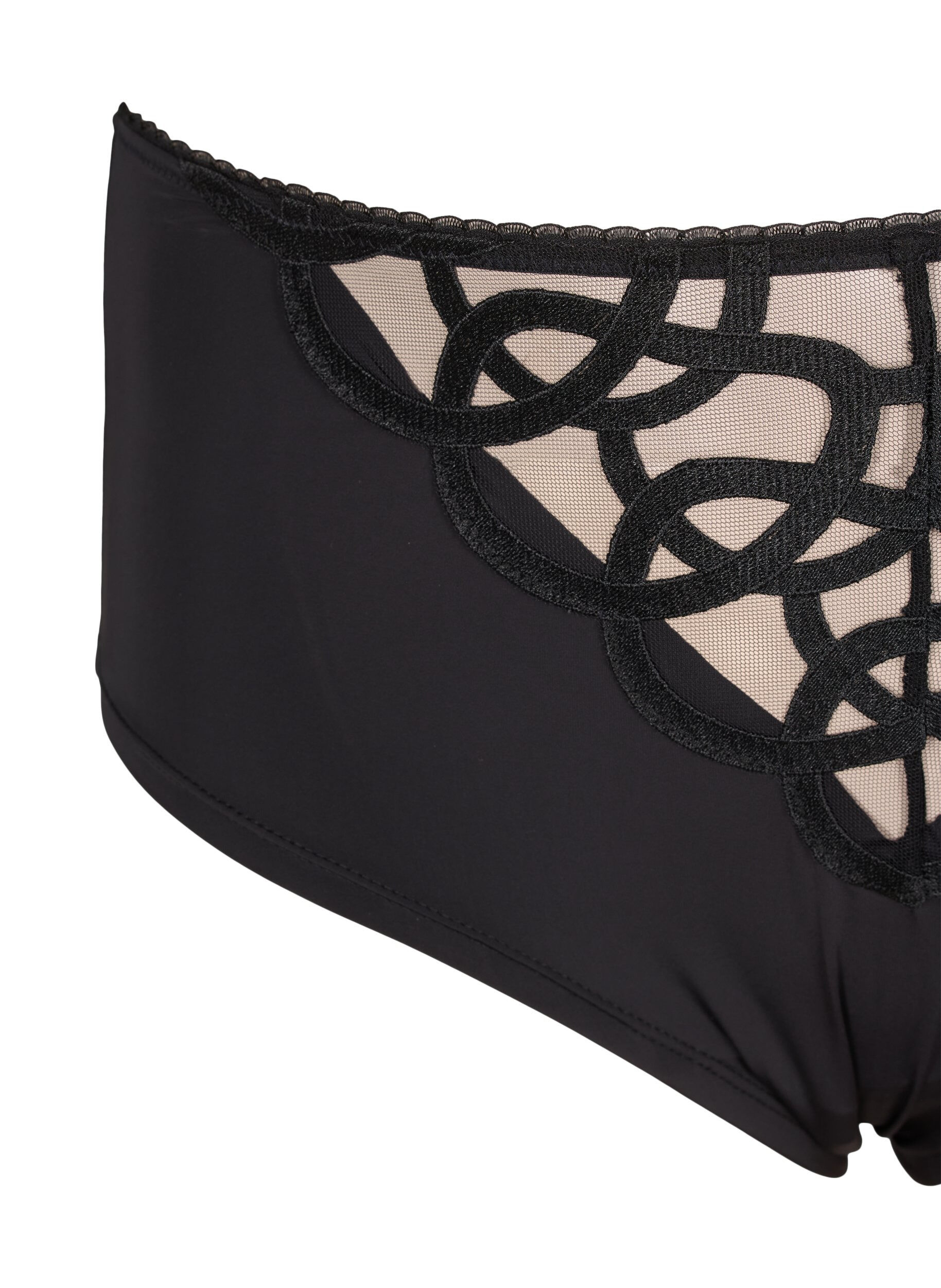 Zizzi Panty aus Mikrofaser mit Spitzendetails, Black, Packshot image number 2