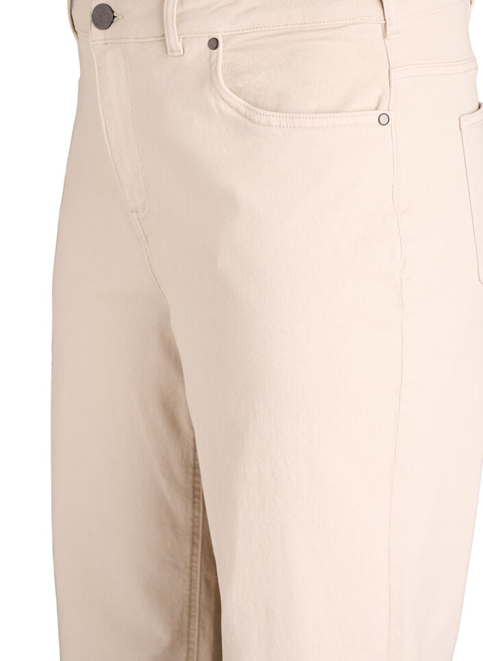 Farbige Myra Jeans mit weiter Passform und hoher Taille, Vanille, Packshot image number 2