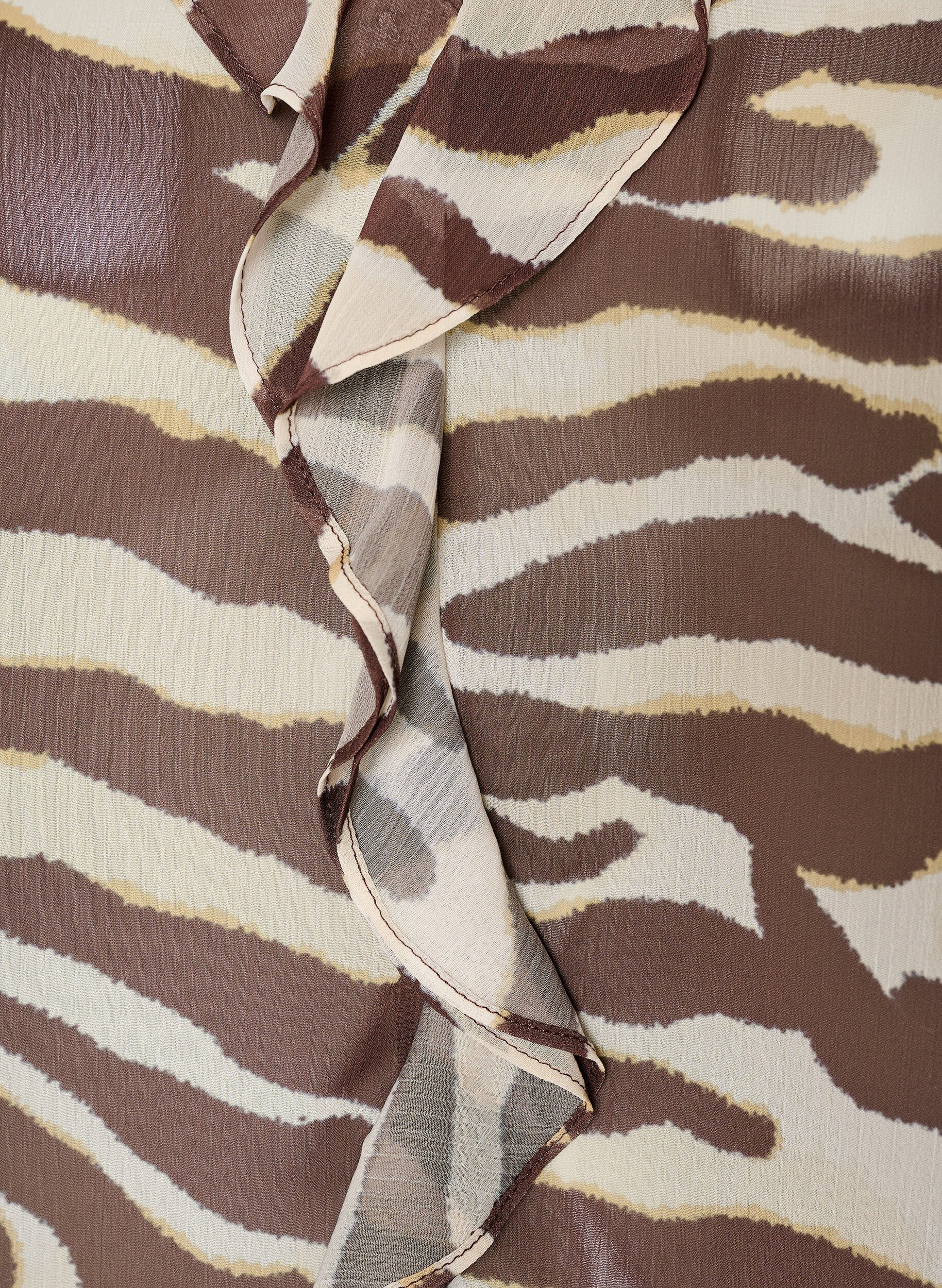 ZizziChiffonbluse mit Zebramuster und R&uuml;schen, Braun, Packshot image number 3