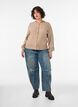 Strickjacke mit Zopfmuster und Perlenkn&ouml;pfen, Beige, Model image number 1