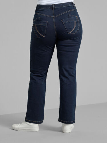 Regular Fit Gemma Jeans mit hoher Taille, Blue denim, Model image number 1