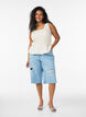 &Auml;rmelloses Top aus Baumwolle und Leinen mit Smock, Vanille, Model image number 1