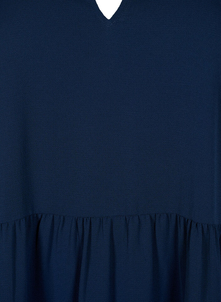 Kurzarmkleid mit A-Linie und Teilungsn&auml;hten, Blau, Packshot image number 2