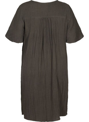 Kurzarm Kleid aus Baumwolle mit Stickerei, Khaki As Sample, Packshot image number 1