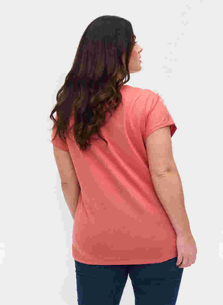 T-Shirt aus Baumwolle mit Printdetails, Faded RoseMel feath, Model image number 1
