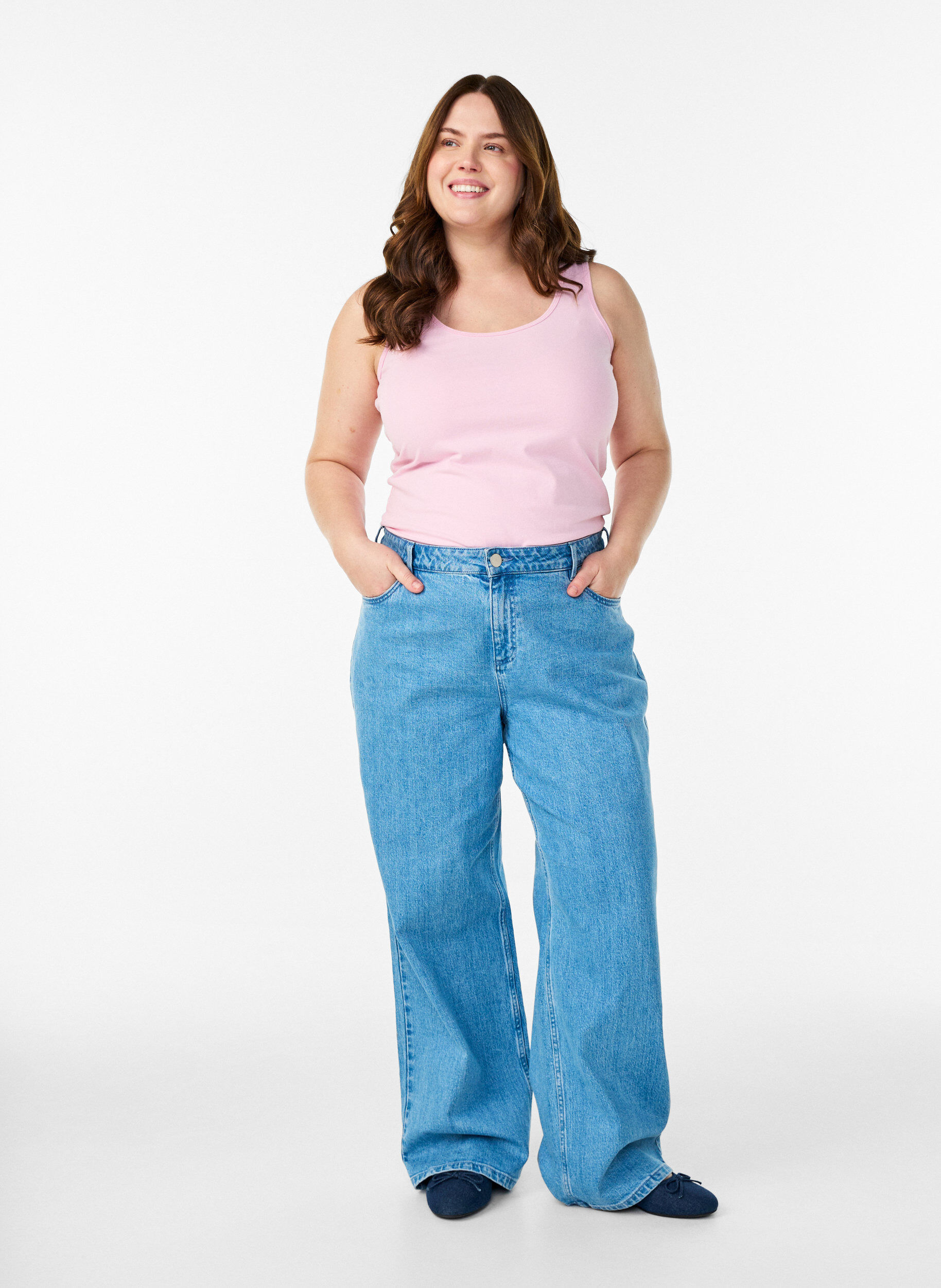 ZizziEinfarbiges Basic Top aus Baumwolle, Rot, Model image number 1