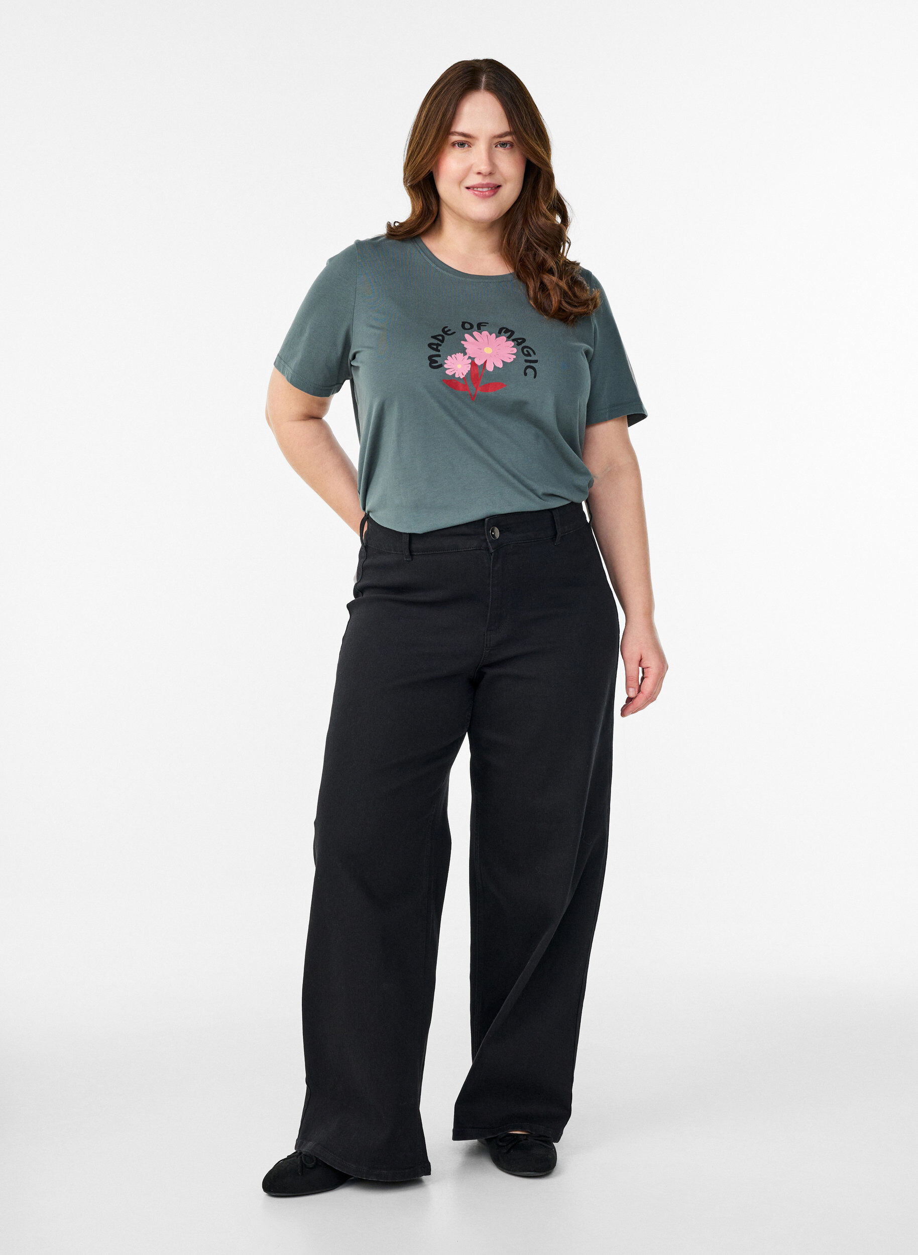 Zizzi FLASH - T-Shirt mit Print., Gr&uuml;n, Model image number 1