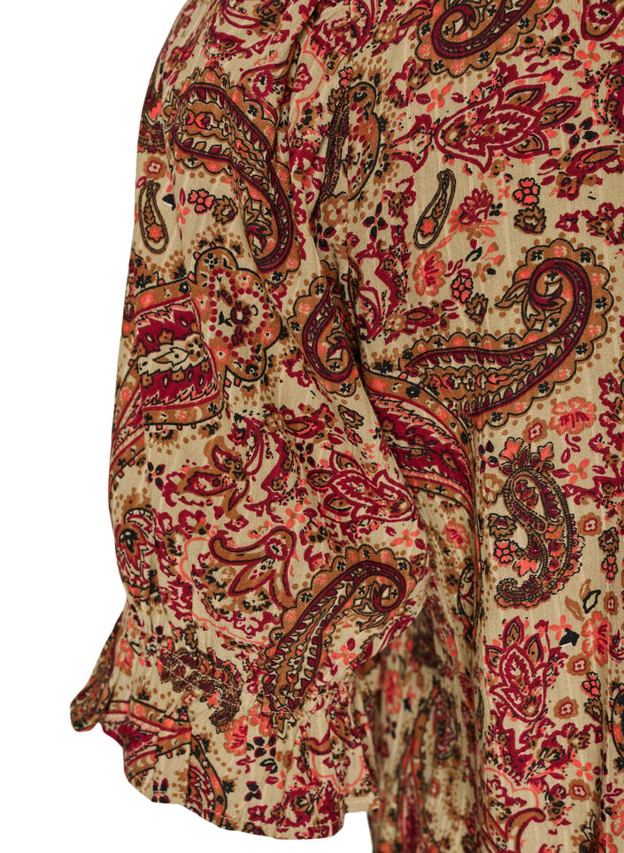 Viskose-Bluse mit Paisley-Print und eckigem Ausschnitt, Braun, Packshot image number 3
