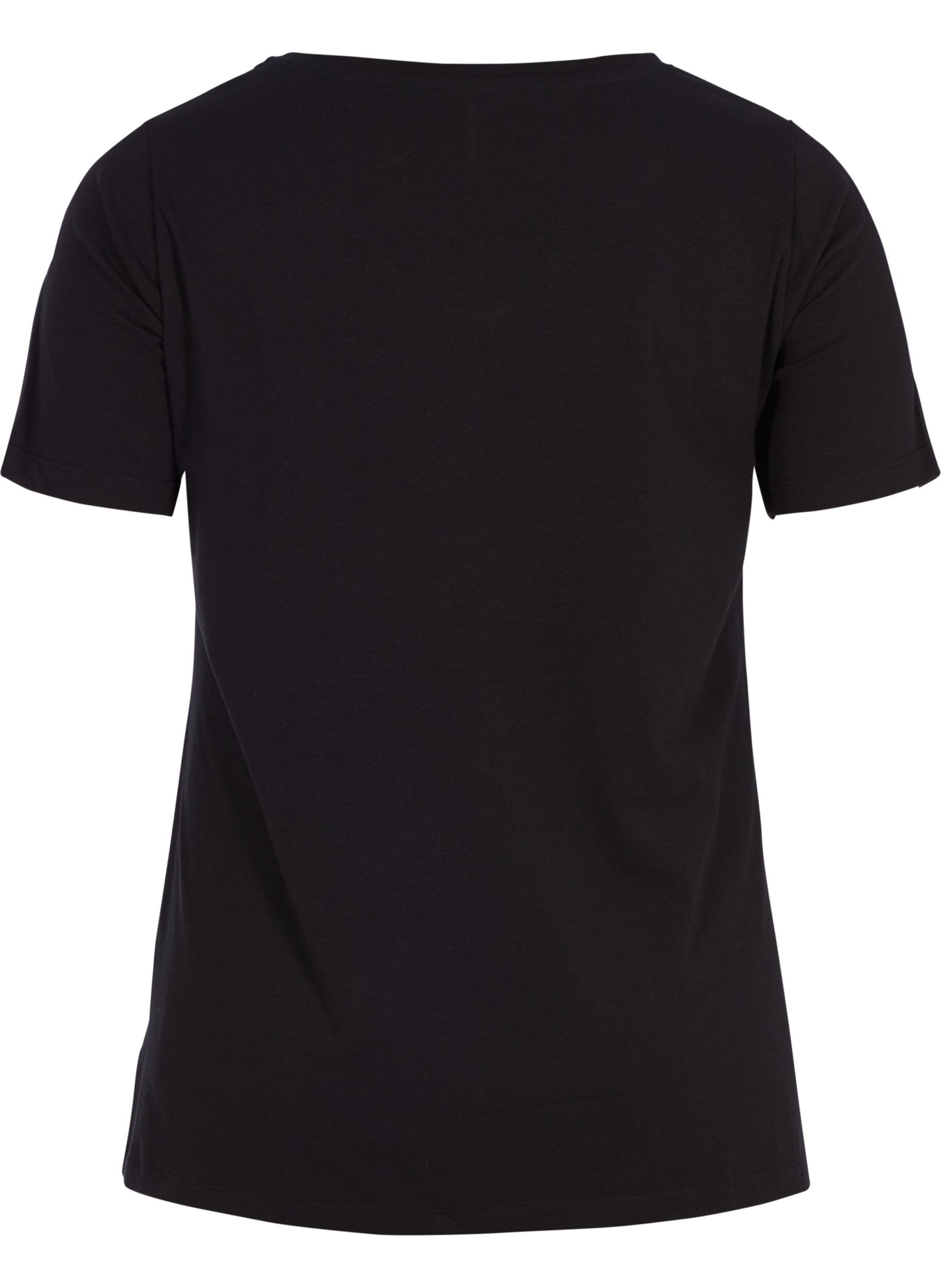 Zizzi Einfarbiges Basic-T-Shirt aus Baumwolle, Schwarz, Packshot image number 1