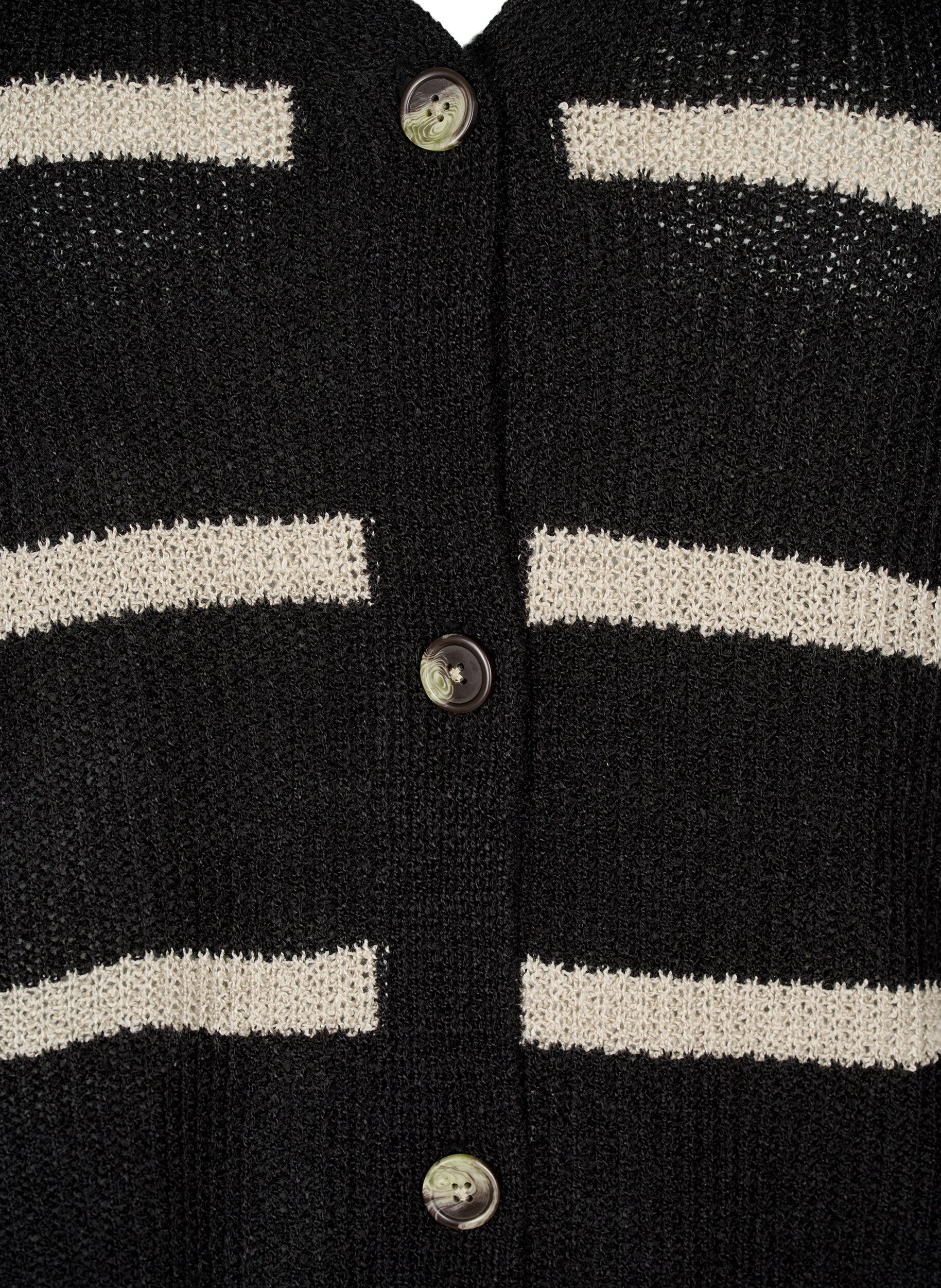 Zizzi FLASH - Gestreifter Strickcardigan mit Kn&ouml;pfen, Schwarz, Packshot image number 2