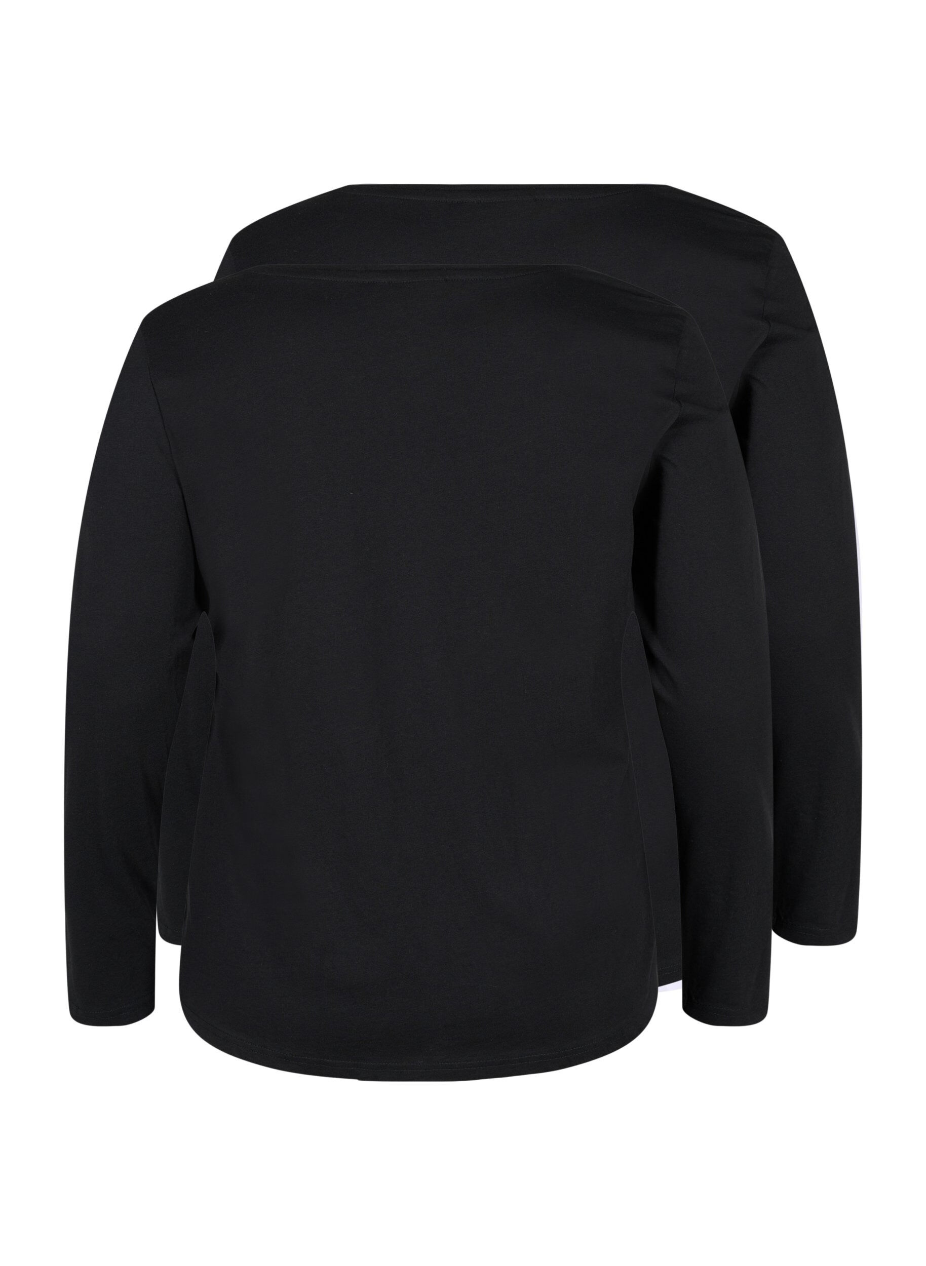 Zizzi 2er-Pack Basic-Bluse aus Baumwolle, Black/Black, Packshot image number 1