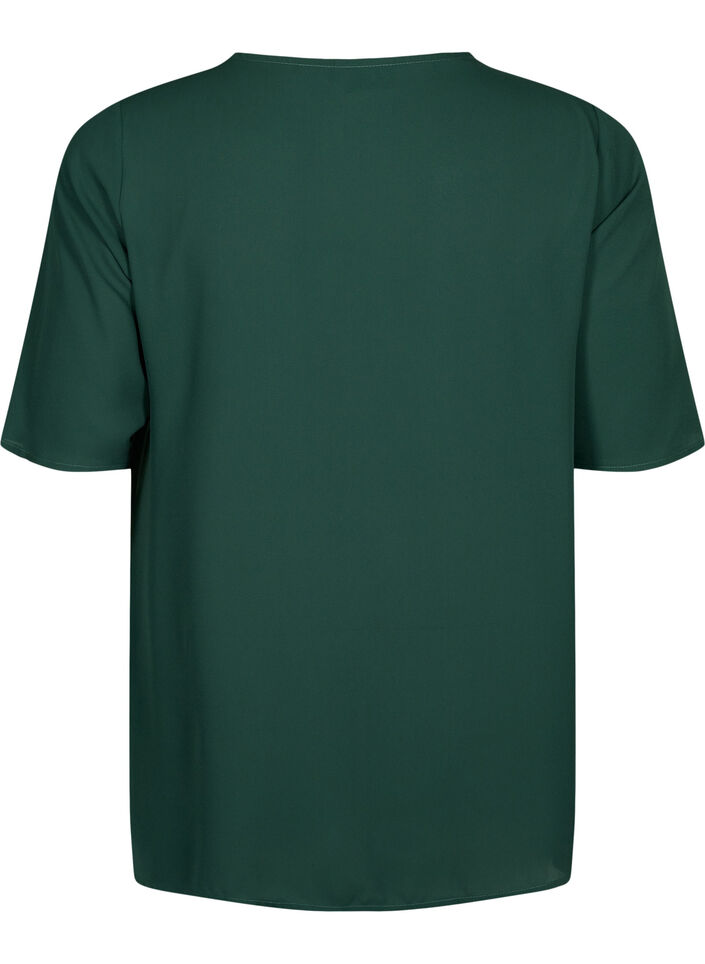 V-Ausschnitt Bluse mit Reißverschluss, Scarab, Packshot image number 1