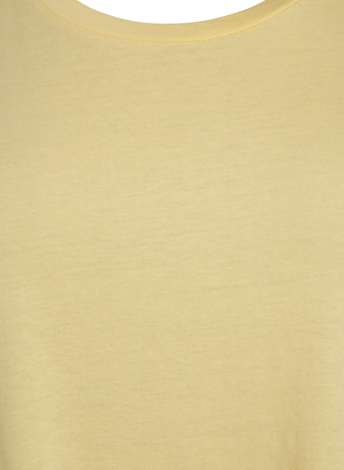 Kurz&auml;rmliges T-Shirt aus einer Baumwollmischung, Gelb, Packshot image number 2