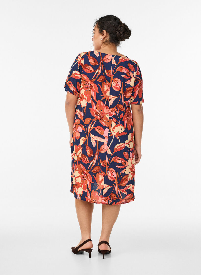 A-Linien-Kleid aus Viskose, Orange, Model image number 2