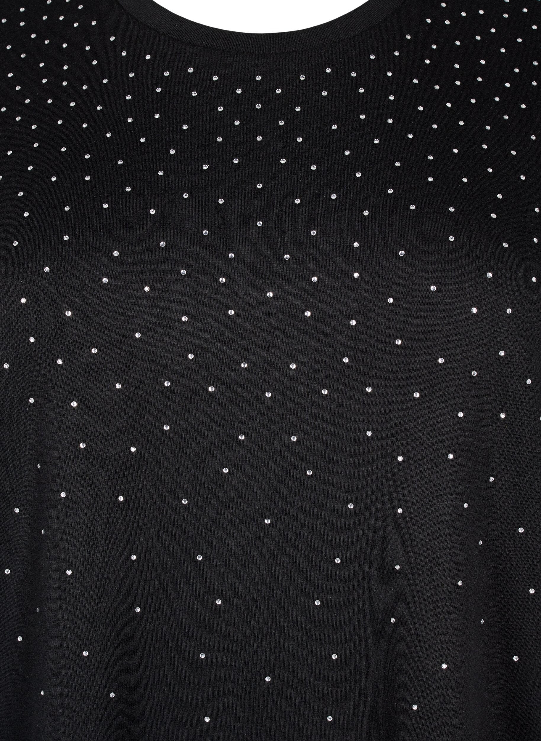ZizziT-Shirt mit Strasssteinen und Rundhalsausschnitt, Schwarz, Packshot image number 2