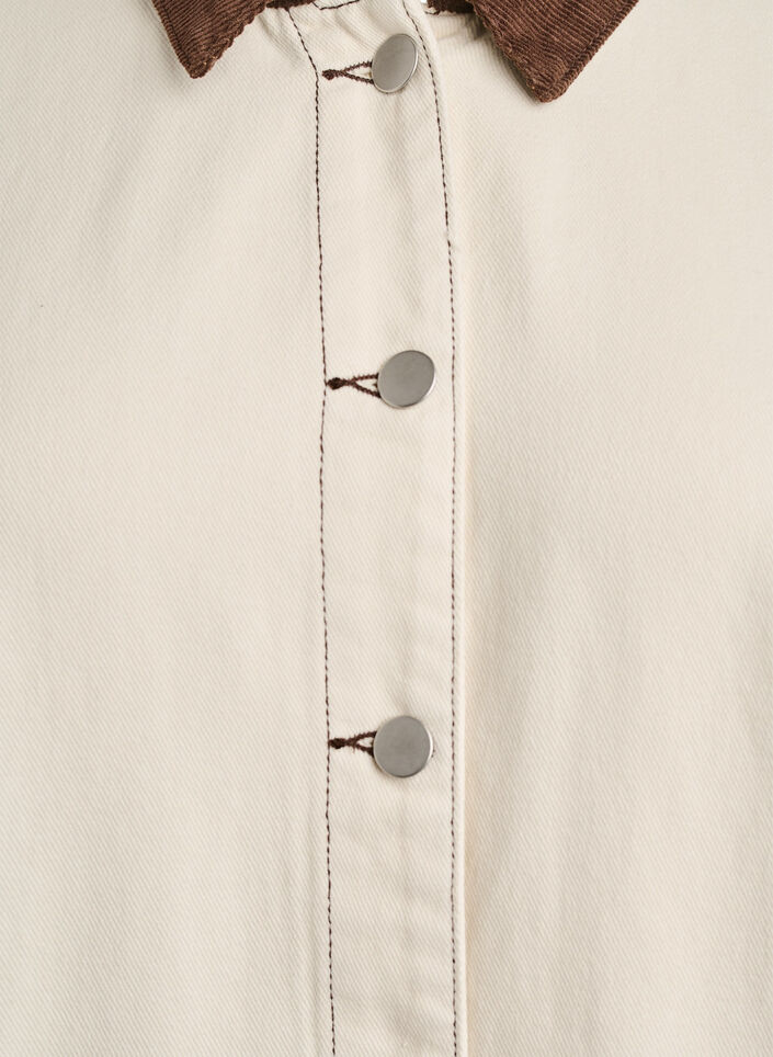 Farbige Jeansjacke mit Kontrastkragen, Vanille, Packshot image number 2