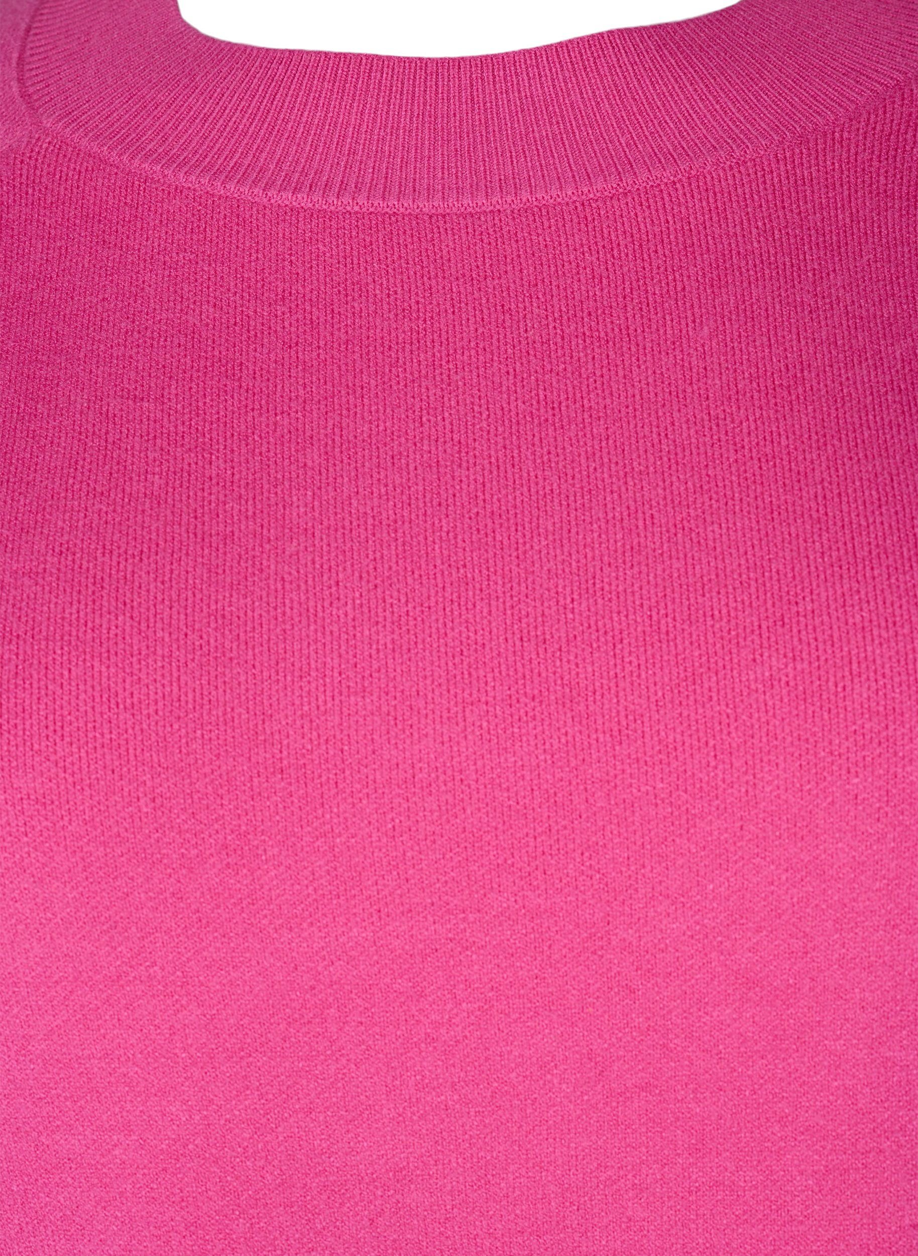 Zizzi Pullover aus Viskosemischung mit Seitenschlitz	, Raspberry Rose, Packshot image number 2
