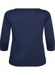 Basic-T-Shirt mit U-Boot-Ausschnitt und 3/4-&Auml;rmeln, Blau, Packshot image number 1