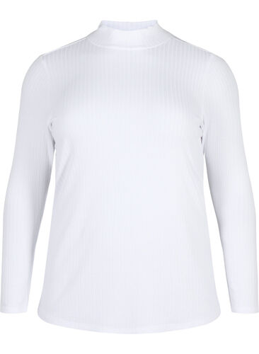 Taillierte Bluse aus Viskose mit hohem Halsausschnitt, Bright White, Packshot image number 0