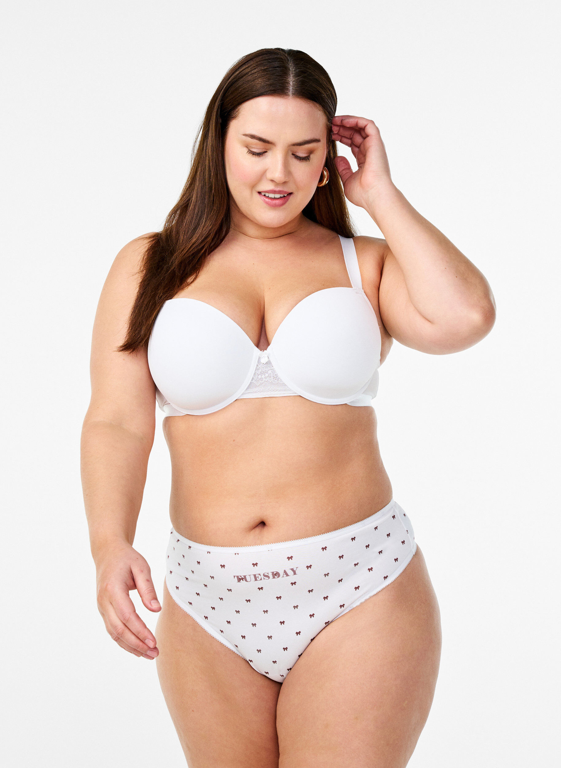 7er-Pack Strings aus Baumwolle mit Wochentags-Print, Rot, Model