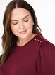 Bluse mit Knopfdetail und kurzen Puff&auml;rmeln, Dunkles Bordeaux, Model image number 3