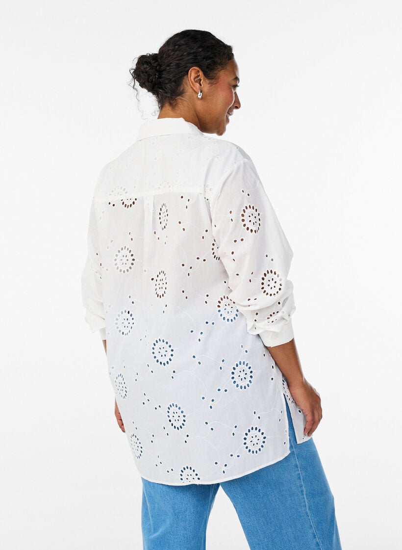 Tunika aus Baumwolle mit Broderie Anglaise, Wei&szlig;, Model image number 2