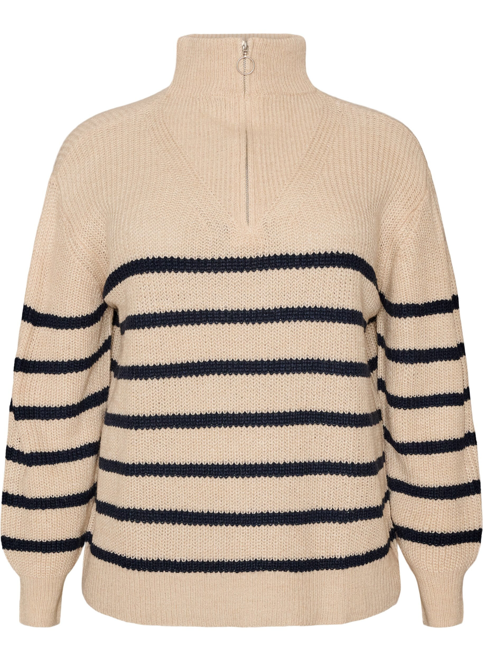 FLASH - Strickpullover mit hohem Kragen und Rei&szlig;verschluss
