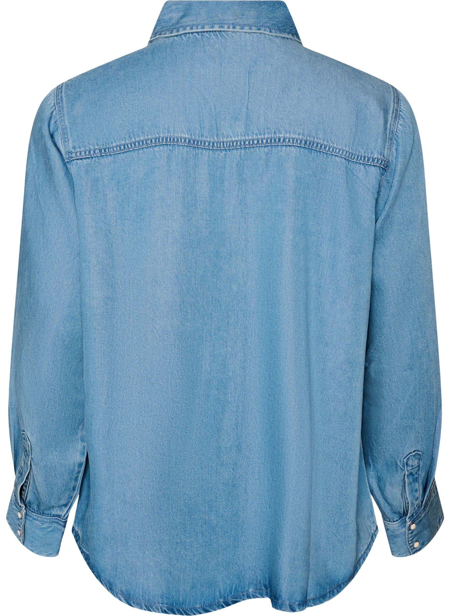 ZizziJeanshemd aus Lyocell mit Druckkn&ouml;pfen, Blau, Packshot image number 1