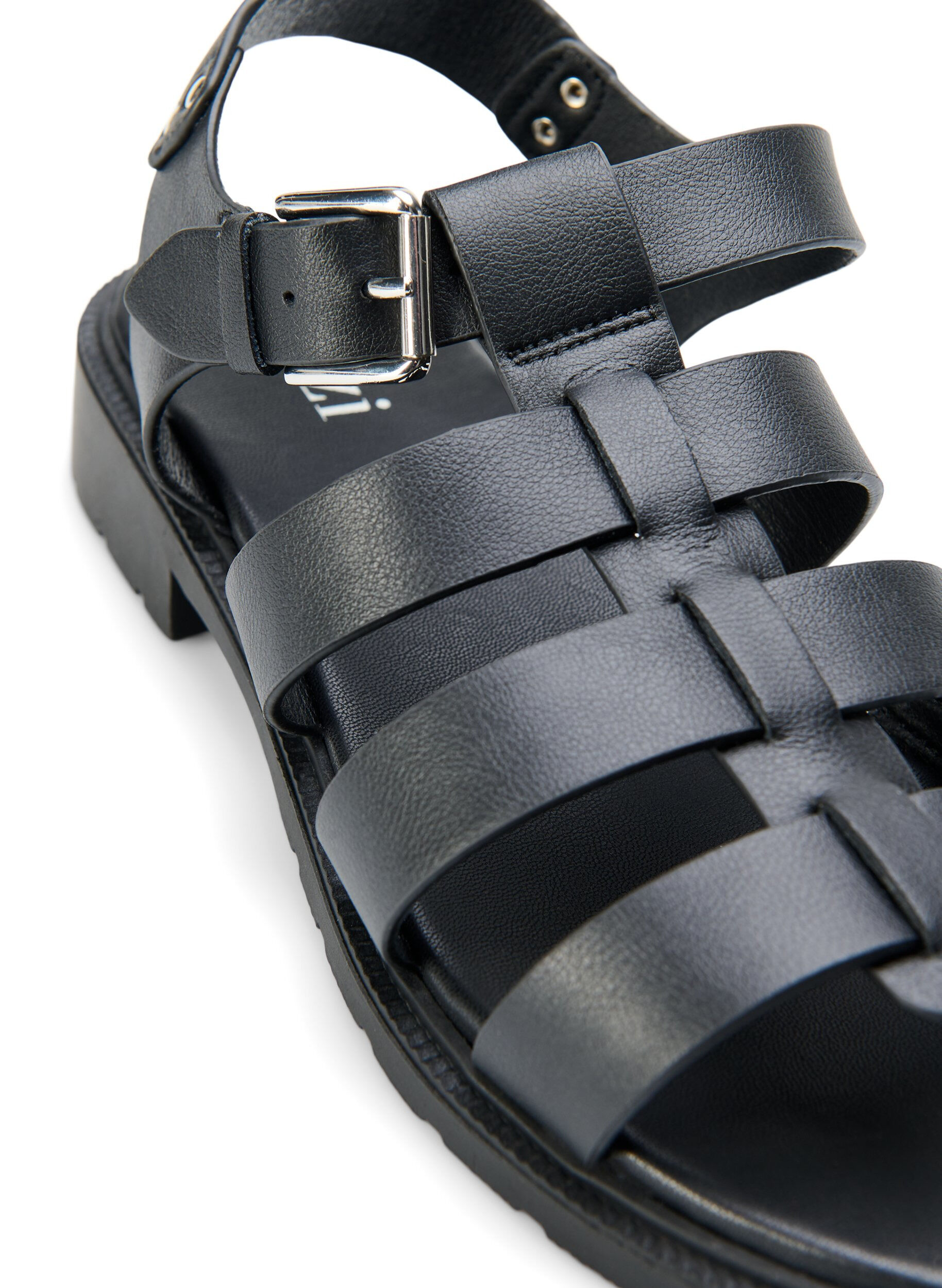 Zizzi Wide Fit Sandalen aus Leder, Schwarz, Packshot image number 3
