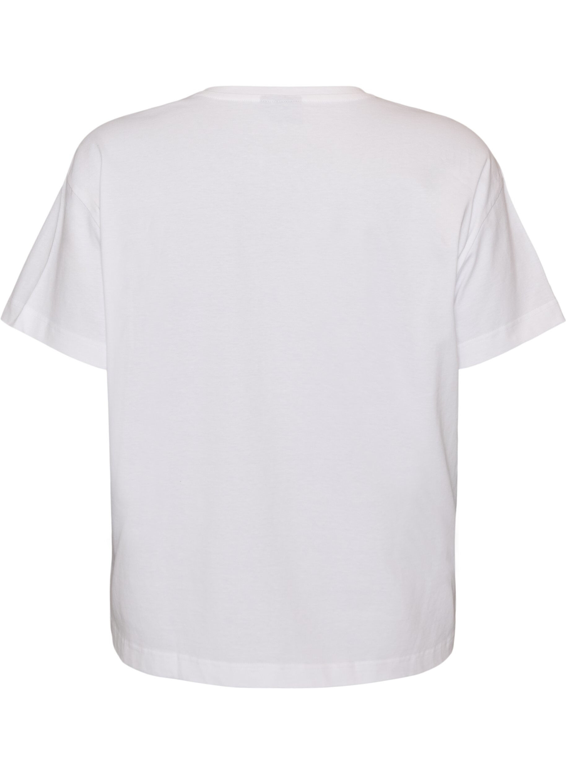 ZizziT-Shirt aus 100% Baumwolle mit kurzen &Auml;rmeln und Print, Wei&szlig;, Packshot image number 1