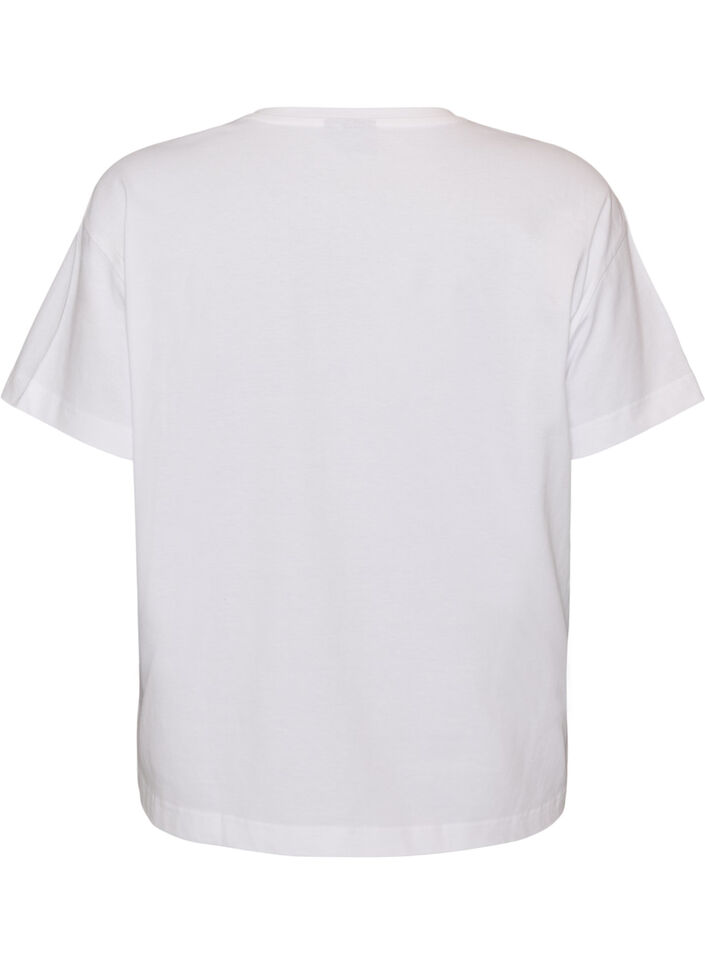 T-Shirt aus 100% Baumwolle mit kurzen &Auml;rmeln und Print, Wei&szlig;, Packshot image number 1