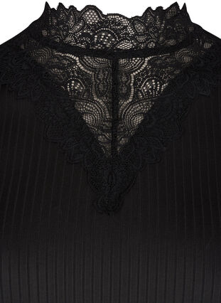 Hochgeschlossene Bluse mit Spitzendetails, Black, Packshot image number 2