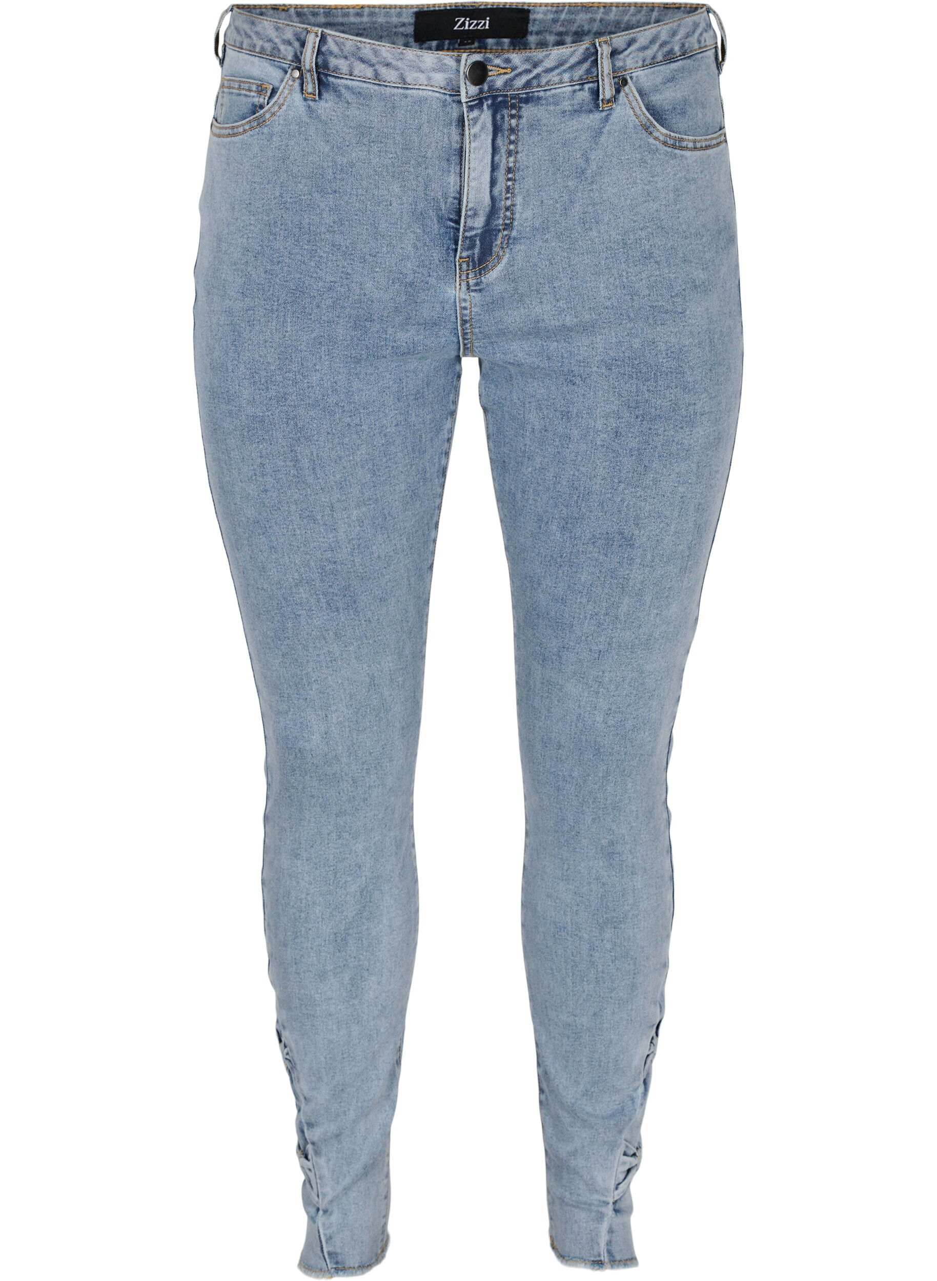 Zizzi Cropped Amy Jeans mit Schleifen, Light blue, Packshot image number 0